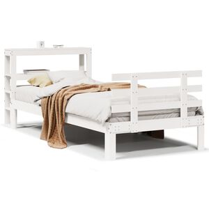 vidaXL Estructura de cama con cabecero madera pino blanco 75x190 cm