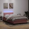 vidaXL Cama box spring con colch&oacute;n y LED terciopelo rosa 120x210 cm