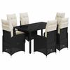 vidaXL Set de mesa y sillas de jard&iacute;n 7 pzas y cojines rat&aacute;n PE negro