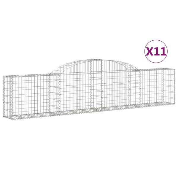 vidaXL Cestas de gaviones 11 uds forma de arco hierro 300x30x60/80 cm