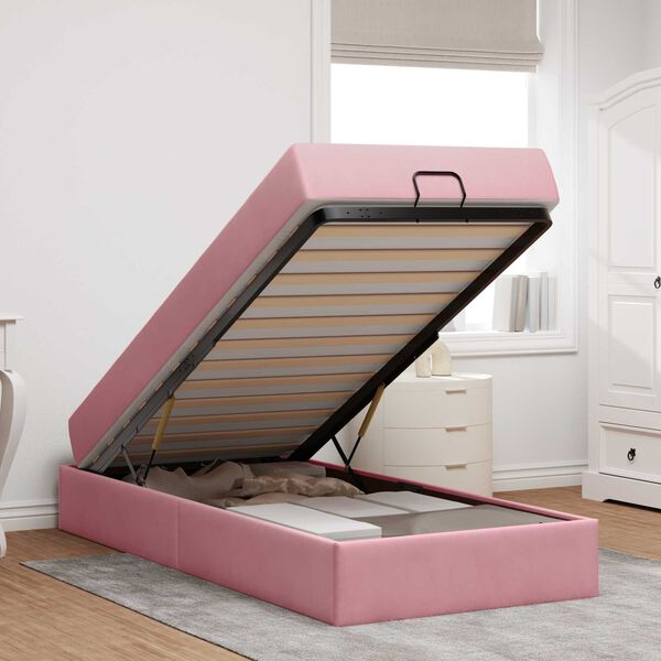 vidaXL Estructura de cama con colch&oacute;n 2 pcs Rosa Terciopelo