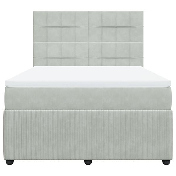 vidaXL Cama box spring con colch&oacute;n terciopelo gris claro 140x190 cm