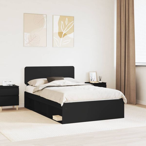vidaXL Estructura de cama Negro 120 x 190 cm Madera de pino macizo
