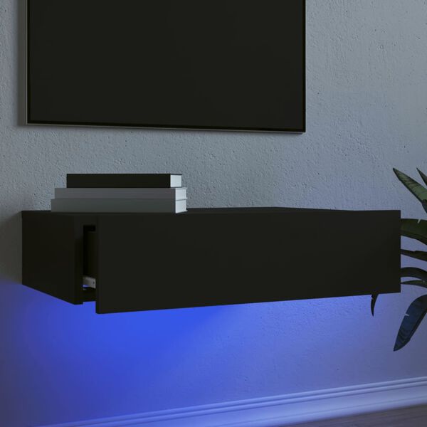 vidaXL Mueble de TV con luces LED negro 60x35x15,5 cm