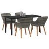 vidaXL Conjunto de Comedor de Jard&iacute;n 5 pcs Gris rat&aacute;n sint&eacute;tico