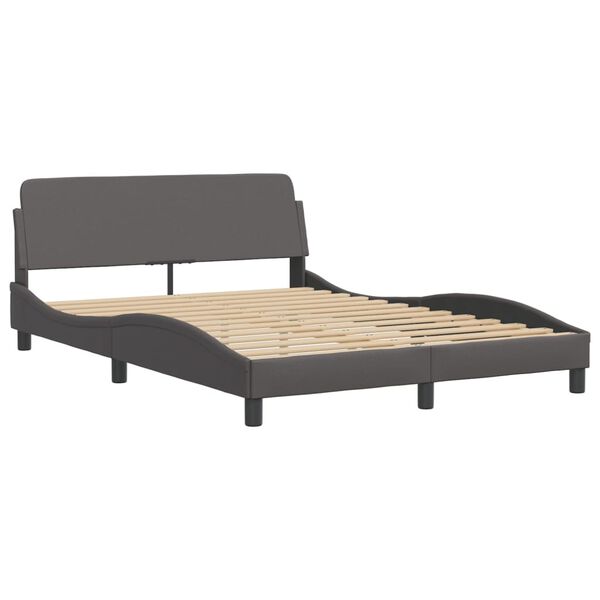 vidaXL Cama con colch&oacute;n Dover cuero sint&eacute;tico gris 140x200 cm