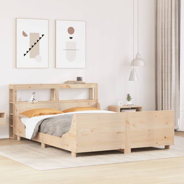 vidaXL Estructura de cama sin colch&oacute;n madera maciza de pino 135x190 cm