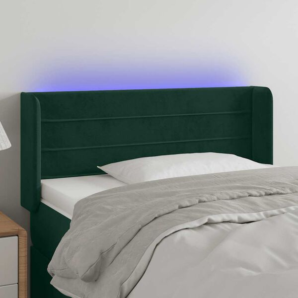 vidaXL Cabecero con LED de terciopelo verde oscuro 93x16x78/88 cm