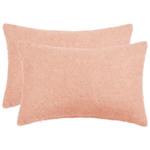 vidaXL Funda de almohada 2 uds. HEERLEN Rosa 30 x 50 cm Boucl&eacute;