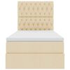 vidaXL Cama con almacenamiento y colch&oacute;n Crema 90 x 190 cm Poli&eacute;ster
