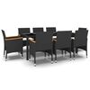 vidaXL Juego de comedor de jard&iacute;n 9 piezas rat&aacute;n sint&eacute;tico negro