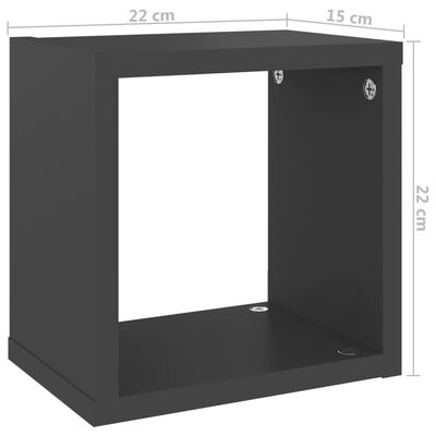 vidaXL Estantes cubo de pared 4 unidades gris 22x15x22 cm
