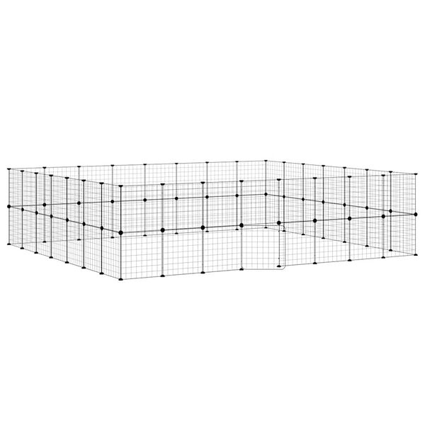 vidaXL Jaula para mascotas de 60 paneles puerta acero negro 35x35 cm