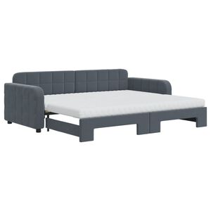 vidaXL Sof&aacute; cama nido con colch&oacute;n terciopelo gris oscuro 90x200 cm