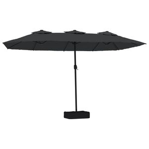 vidaXL Sombrilla doble de jard&iacute;n con luces LED negro 449x265 cm