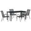 vidaXL Conjunto de Comedor de Jard&iacute;n 5 pcs Negro Textileno y acero