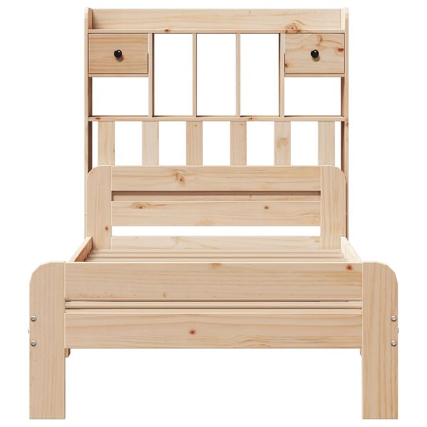 vidaXL Cama con estanter&iacute;a sin colch&oacute;n madera maciza de pino 75x190 cm