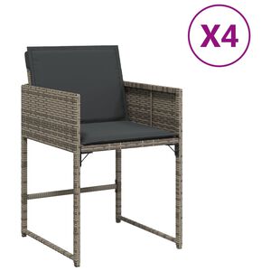 vidaXL Sillones de jard&iacute;n con cojines 4 uds rat&aacute;n sint&eacute;tico gris
