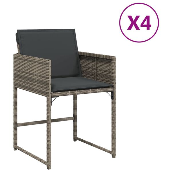 vidaXL Sillones de jard&iacute;n con cojines 4 uds rat&aacute;n sint&eacute;tico gris