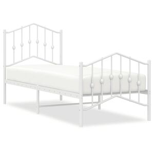 vidaXL Estructura cama sin colch&oacute;n con estribo metal blanco 75x190 cm