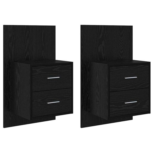 vidaXL Armario de noche montado en la pared 2 pcs Roble Negro