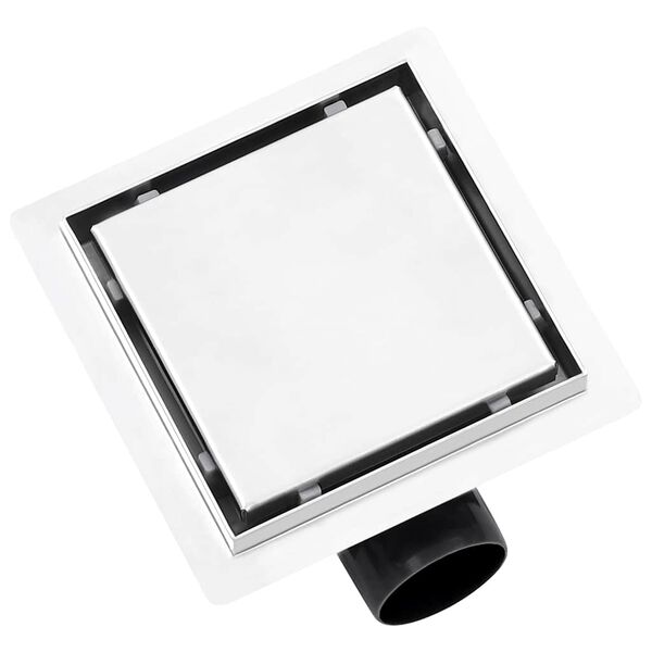 vidaXL Desag&uuml;e de ducha cubierta inserci&oacute;n suelo acero inox. 15x15 cm