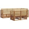 vidaXL Conjunto de sof&aacute;s de exterior 7 uds. Natural y Beige Poli&eacute;ster