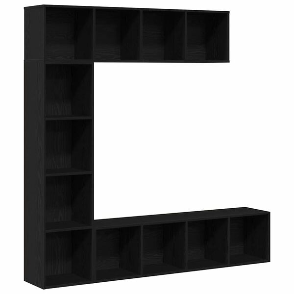 vidaXL Estante de libros 3 pcs Roble Negro 36 x 30 x 143 cm
