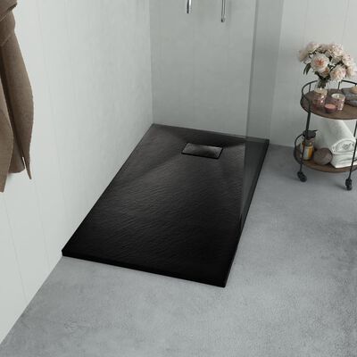 vidaXL Plato de ducha SMC negro 100x80 cm