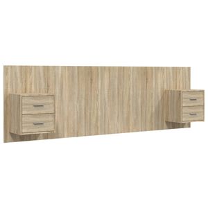 vidaXL Cabecero de cama con mesitas madera contrachapada roble Sonoma