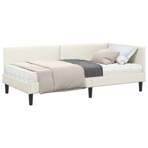 vidaXL Estructura de Cama Esquina con Colch&oacute;n 2 pcs Crema Terciopelo