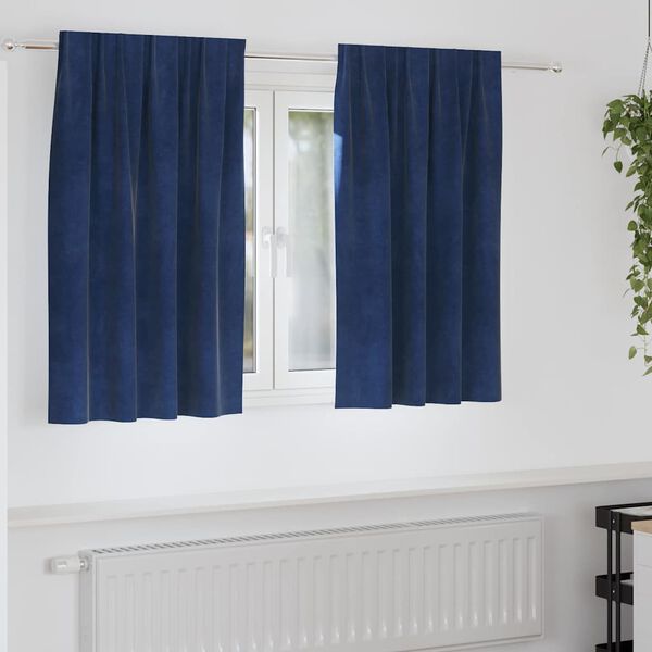vidaXL Cortinas opacas 2 pcs Azul Oscuro 140 x 140 cm Terciopelo