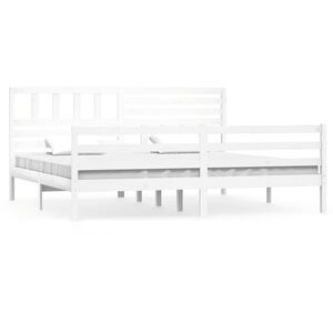 vidaXL Estructura de cama sin colch&oacute;n madera maciza blanco 200x200 cm