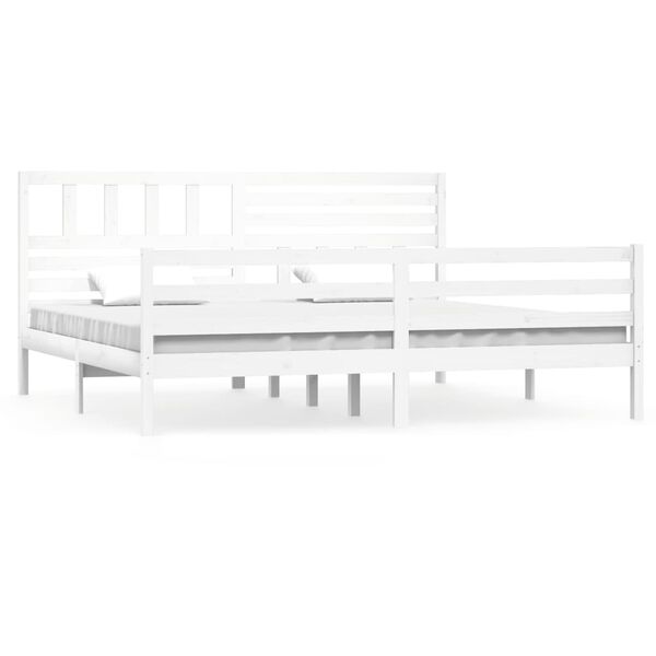 vidaXL Estructura de cama sin colch&oacute;n madera maciza blanco 200x200 cm