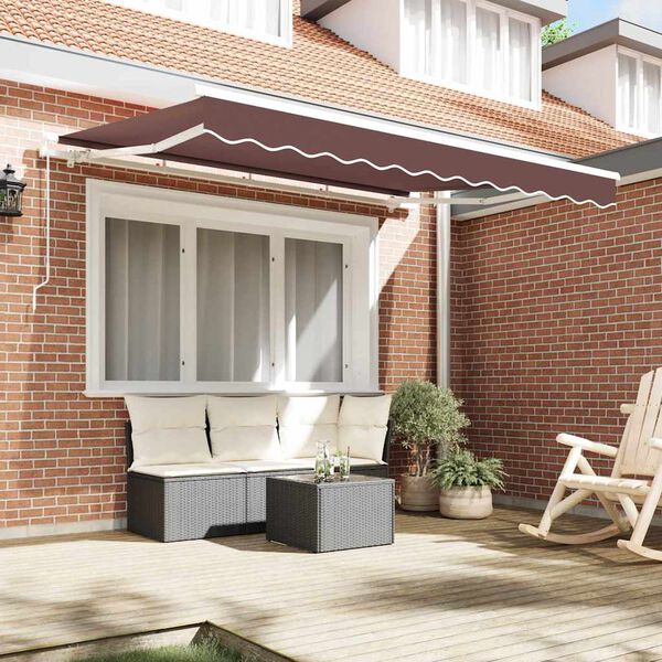 vidaXL Toldo Retr&aacute;ctil Manual Marr&oacute;n 350 x 200 cm tela
