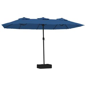 vidaXL Sombrilla doble de jard&iacute;n con luces LED azul celeste 449x265 cm
