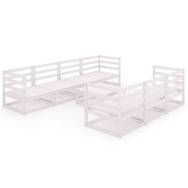 vidaXL Set de sal&oacute;n de jard&iacute;n de 8 piezas blanco madera maciza pino