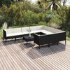 vidaXL Set de muebles de jard&iacute;n 11 pzas cojines rat&aacute;n sint&eacute;tico negro