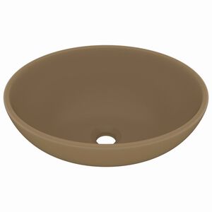 vidaXL Lavabo de lujo ovalado cer&aacute;mica crema mate 40x33 cm