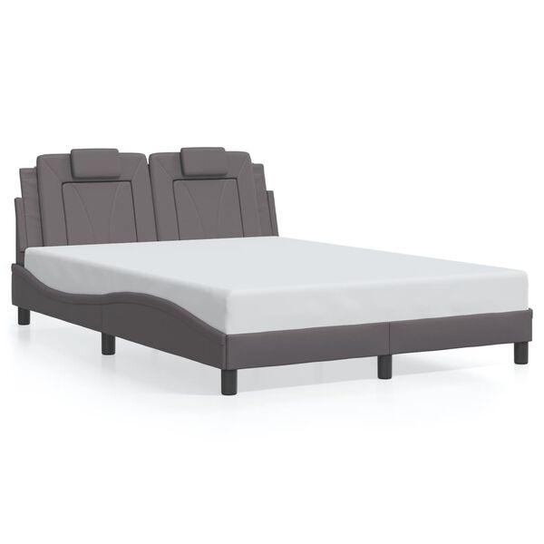 vidaXL Estructura de cama Viana sin colch&oacute;n cuero sint&eacute;tico gris 140x200 cm