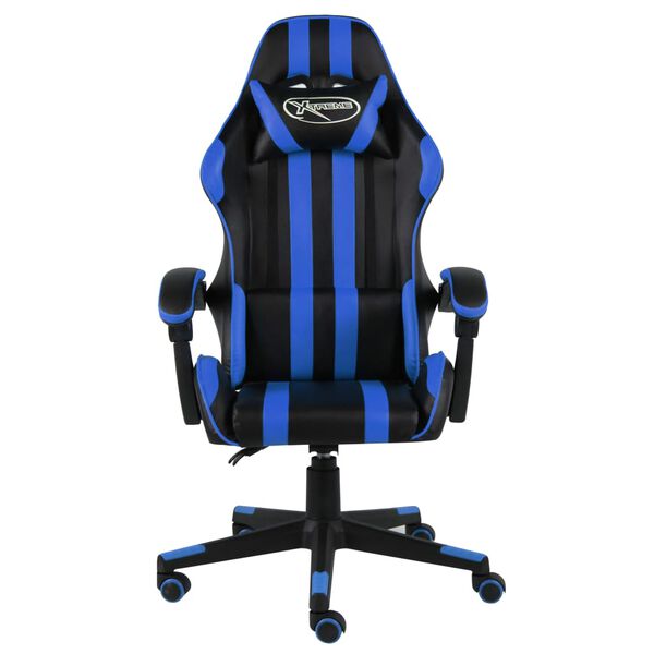 vidaXL Silla gaming de cuero sint&eacute;tico negro y azul