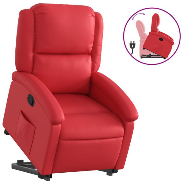 vidaXL Sillón reclinable elevable cuero artificial rojo