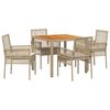 vidaXL Conjunto de Comedor de Jard&iacute;n 5 pcs Beige rat&aacute;n sint&eacute;tico