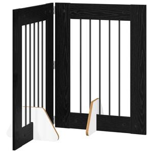 vidaXL Puerta para perros plegable con soportes 2 pcs Roble Negro
