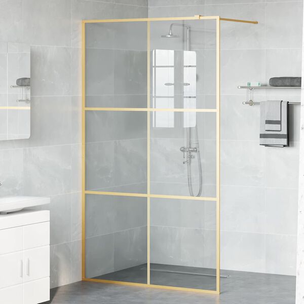 vidaXL Pared de Ducha Walk-in Dorado 115 x 195 cm vidrio templado
