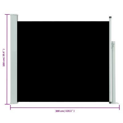 vidaXL Toldo lateral retráctil de jardín negro 100x300 cm