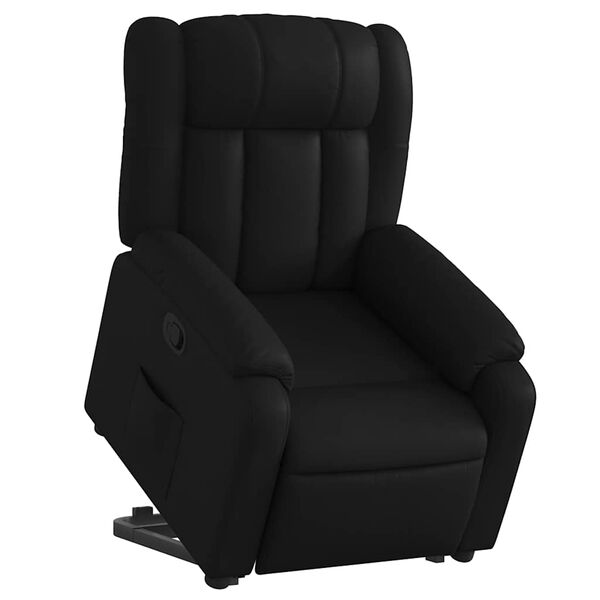 vidaXL Sill&oacute;n reclinable elevable cuero artificial negro
