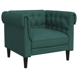 vidaXL Sill&oacute;n Chesterfield de tela verde oscuro
