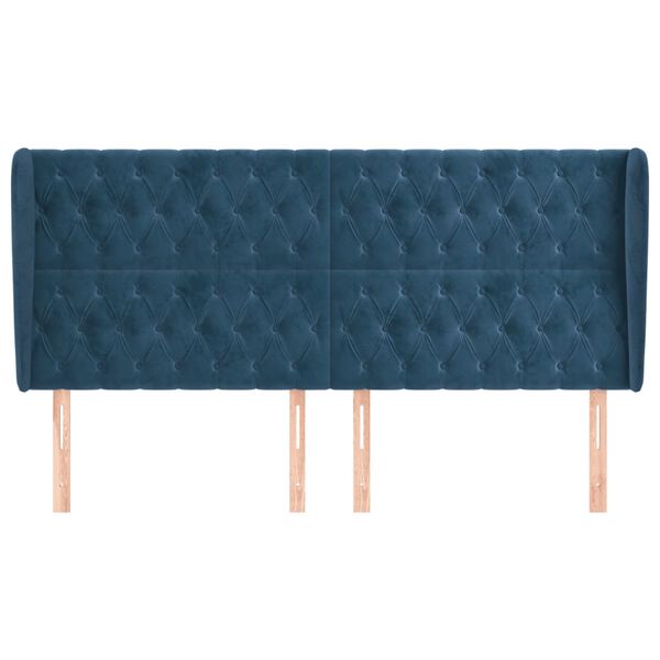vidaXL Cabecero con orejas de terciopelo azul oscuro 183x23x118/128 cm
