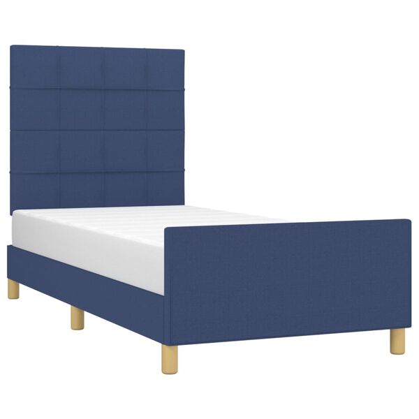 vidaXL Estructura de cama sin colch&oacute;n tela azul 90x190 cm